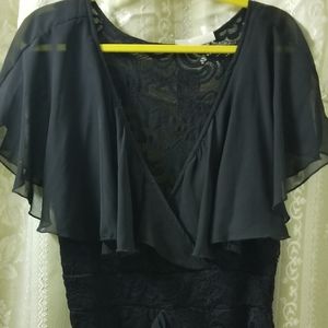 Black Stretchy lace Jersey full length dress. Party Evening fun